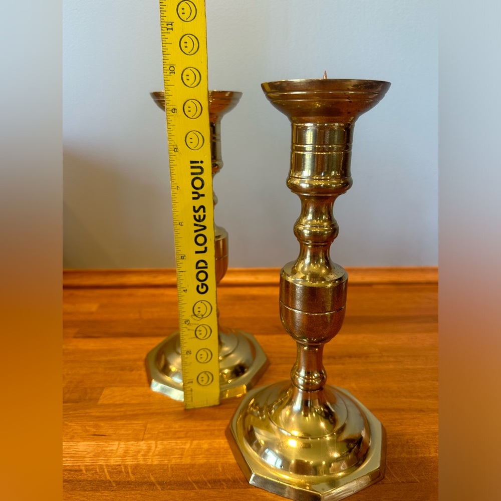 Vintage brass candle holder set of 2